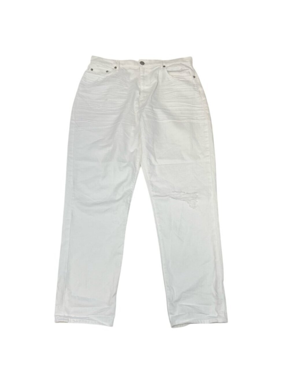 Loft Womens Tapered Jeans Ivory Pockets High Rise Zipper Denim Cotton Casual 10